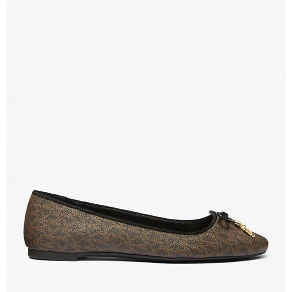 Michael Kors Ballet Flat Womens Size 9 Nori Logo Canvas Slip on Almond Toe - Picture 2 of 3